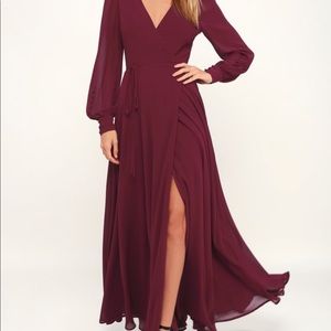 Lulus Long Sleeve Maxi Wrap Dress